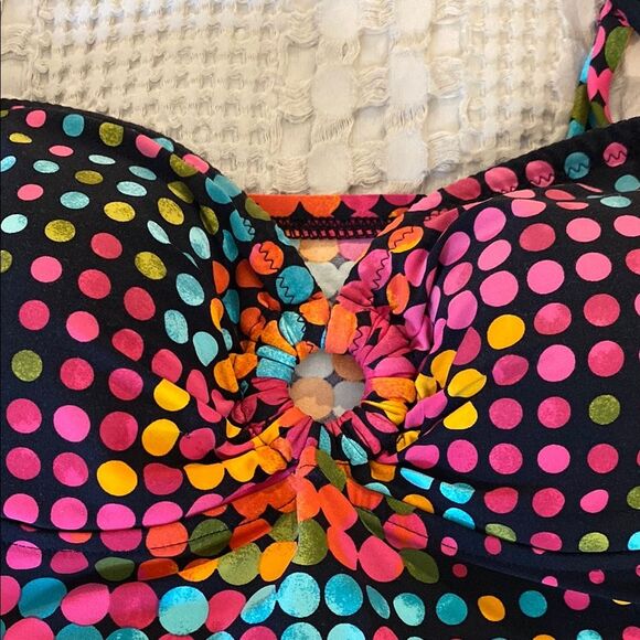 Captiva Bikini size Large Pink Orange Blue Top Only Pool Beach Resort Swimsuit - Picture 2 of 12